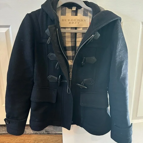 Burberry Brit Wool Duffle Coat – Black – Size 4 - Picture 1 of 3